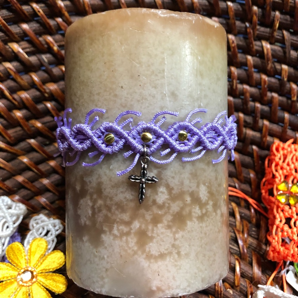 Candle decor lace wreath adjustable crystal NEW